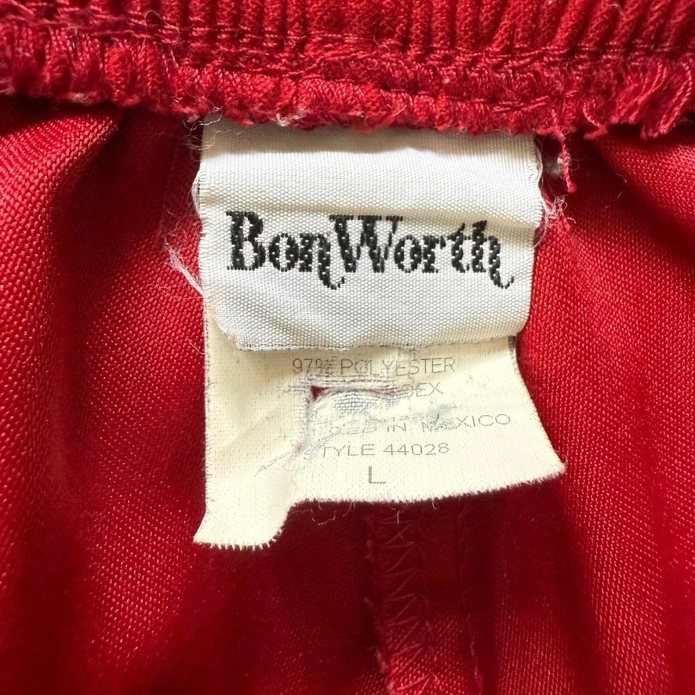 Bon Worth Red Terry Cloth‎ Pants Size L Elastic Waist Casual Loungewear